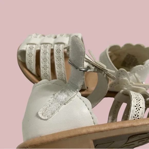 Jumping Beans sandals toddler girls 6 white fisherman style hook & loop closure - Picture 9 of 9